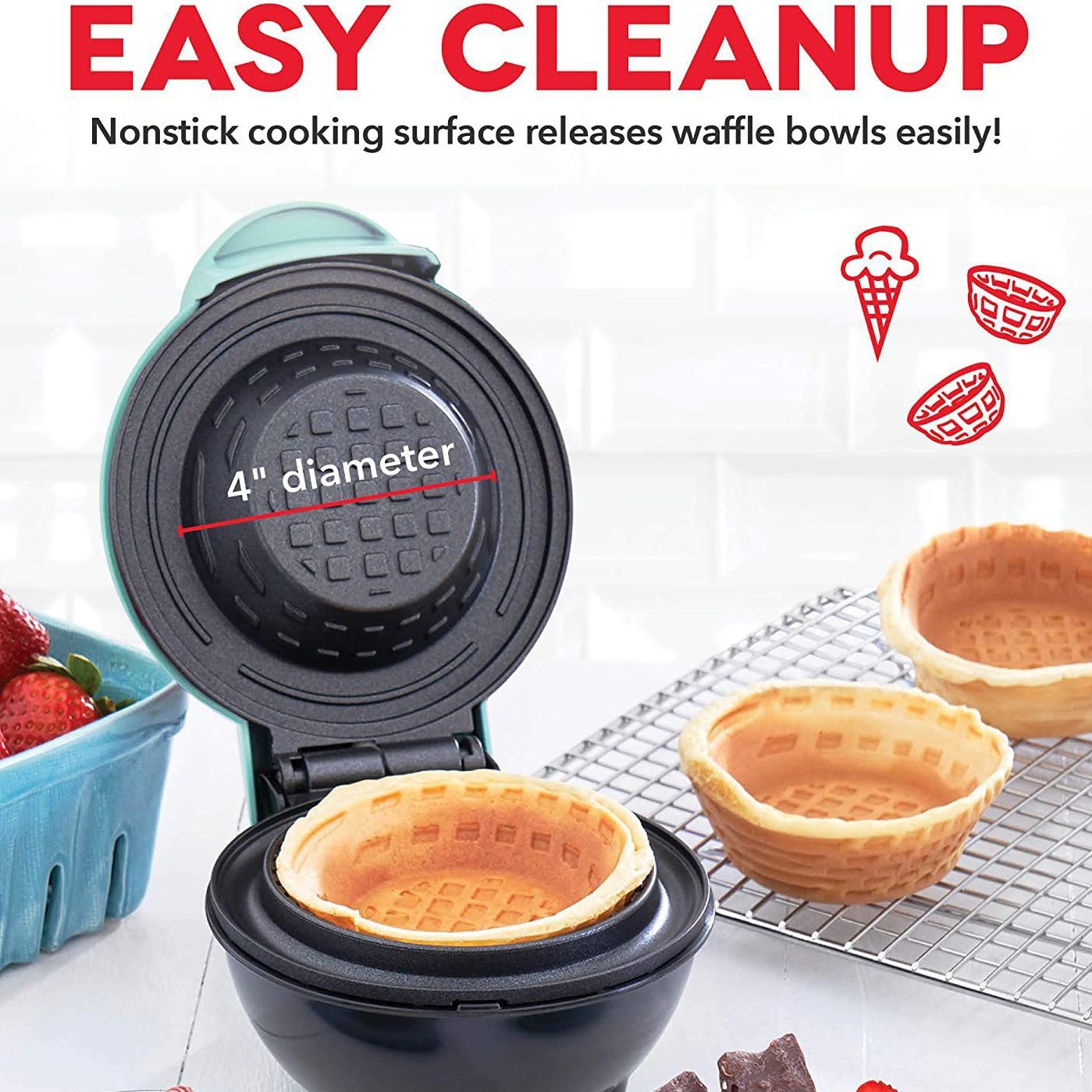 Mini Waffle Bowl Maker Electri - Mini Waffle Maker Machine 评论和价格